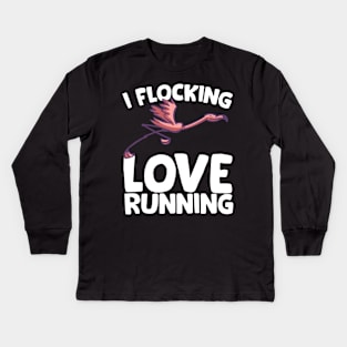 I Flocking Love Running Kids Long Sleeve T-Shirt